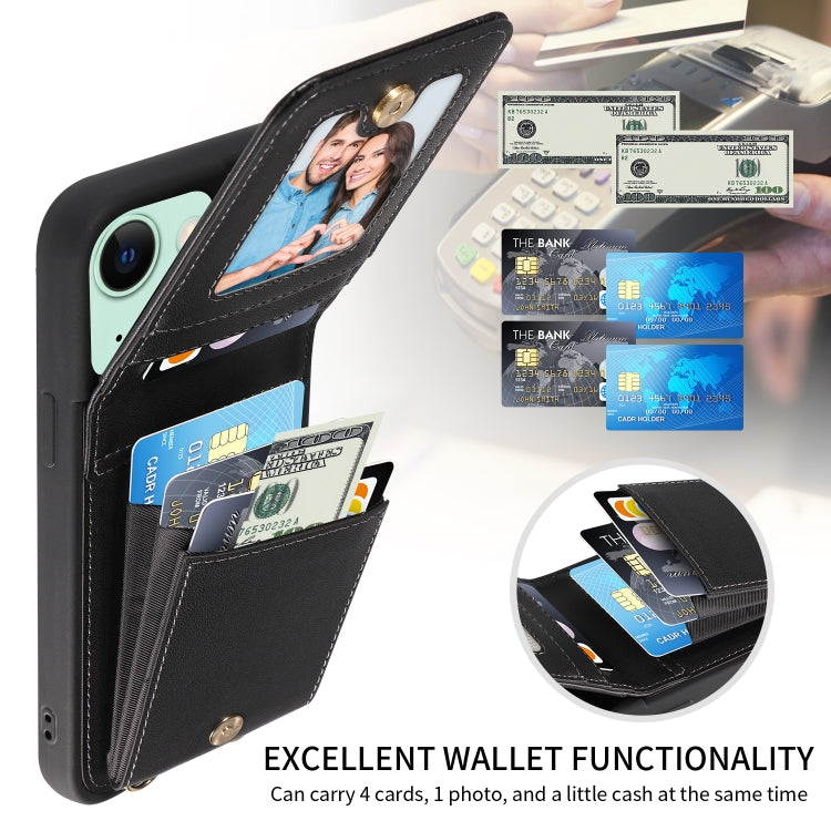 For iPhone 15 Plus Crossbody Lanyard Zipper Wallet Leather Phone Case(Black) - iPhone 15 Plus Cases by buy2fix | Online Shopping UK | buy2fix