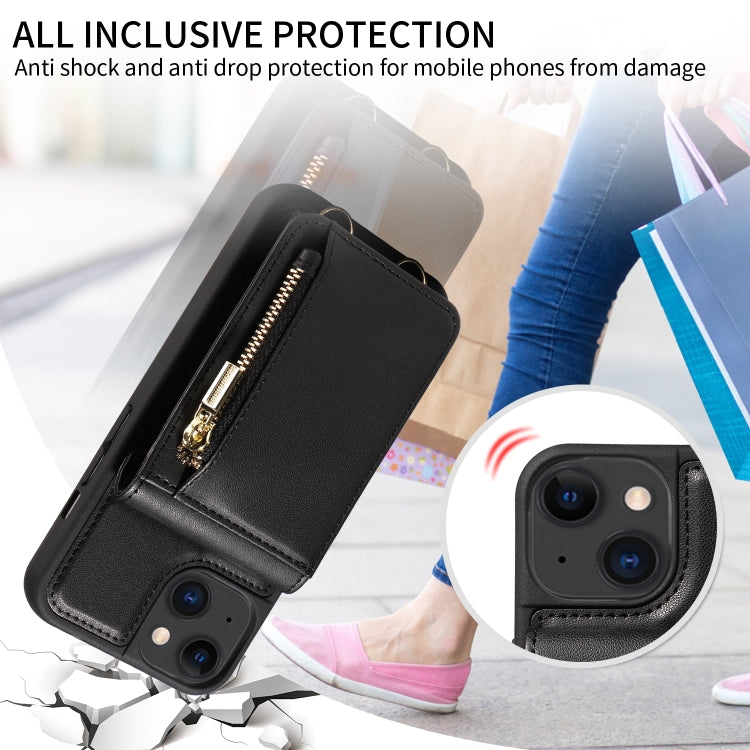 For iPhone 15 Crossbody Lanyard Zipper Wallet Leather Phone Case(Black) - iPhone 15 Cases by buy2fix | Online Shopping UK | buy2fix