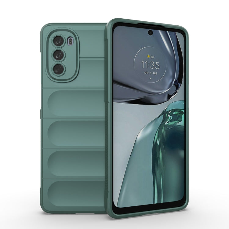 For Motorola Moto G62 5G Magic Shield TPU + Flannel Phone Case(Dark Green) by buy2fix