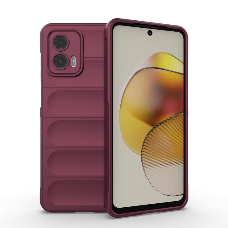 For Motorola Moto G73 5G Magic Shield TPU + Flannel Phone Case(Wine Red) by buy2fix