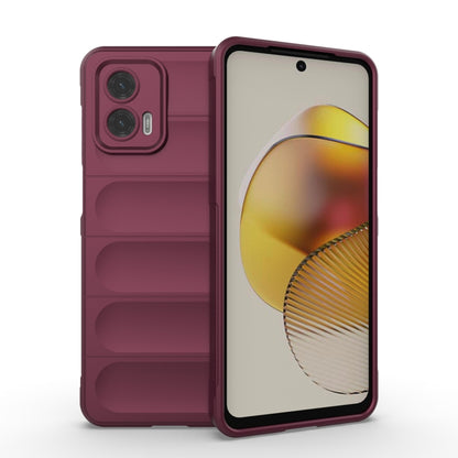 For Motorola Moto G73 5G Magic Shield TPU + Flannel Phone Case(Wine Red) by buy2fix