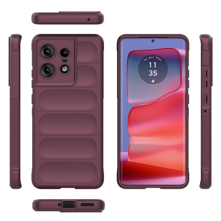 For Motorola Edge 50 Pro 5G Global Magic Shield TPU + Flannel Phone Case(Wine Red) by buy2fix
