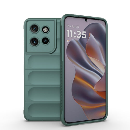 For Motorola Edge 50 Neo Magic Shield TPU + Flannel Phone Case(Dark Green)
