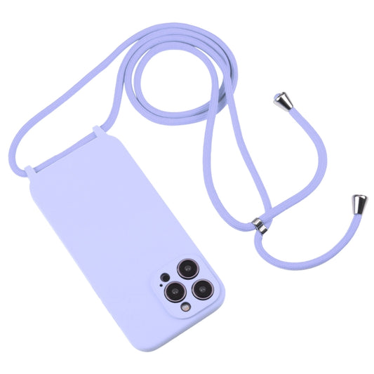 For iPhone 16 Pro Crossbody Lanyard Liquid Silicone Case(Light Purple) by buy2fix