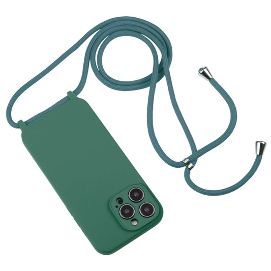 For iPhone 16 Pro Crossbody Lanyard Liquid Silicone Case(Emerald Green) by buy2fix