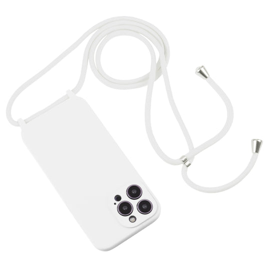 For iPhone 16 Pro Crossbody Lanyard Liquid Silicone Case(White) by buy2fix