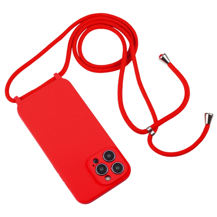 For iPhone 16 Pro Max Crossbody Lanyard Liquid Silicone Case(Red) by buy2fix
