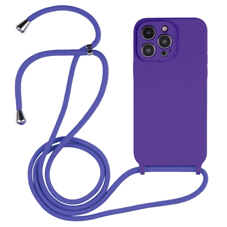 For iPhone 16 Pro Max Crossbody Lanyard Liquid Silicone Case(Purple) by buy2fix