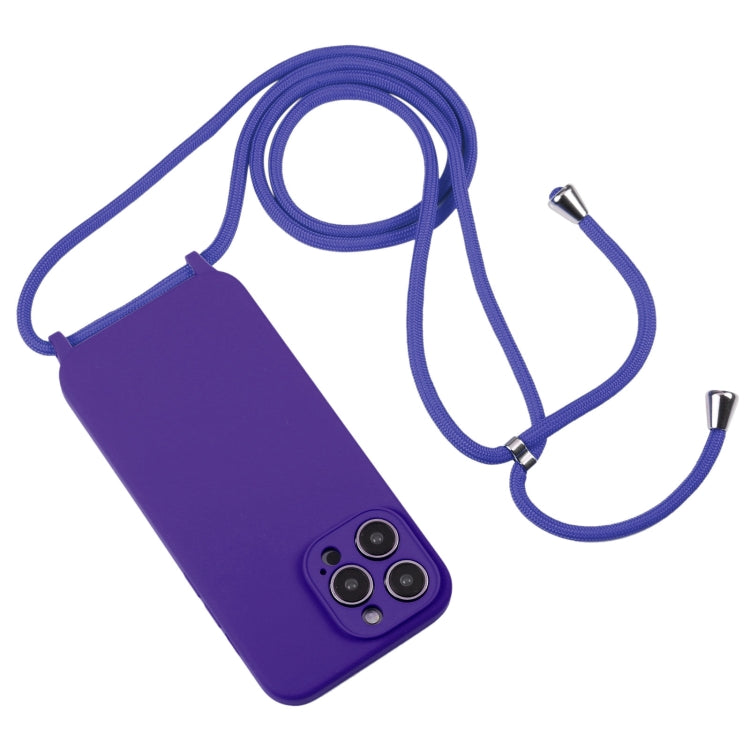 For iPhone 16 Pro Max Crossbody Lanyard Liquid Silicone Case(Purple) by buy2fix