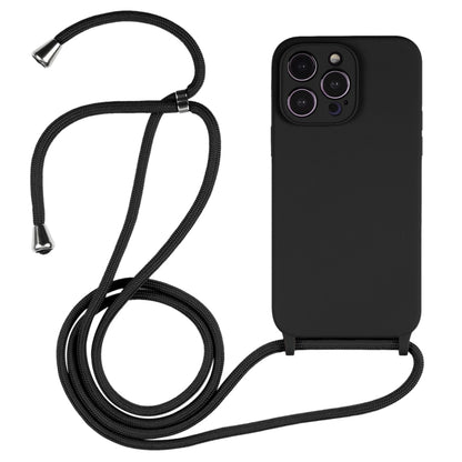 For iPhone 16 Pro Max Crossbody Lanyard Liquid Silicone Case(Black) by buy2fix