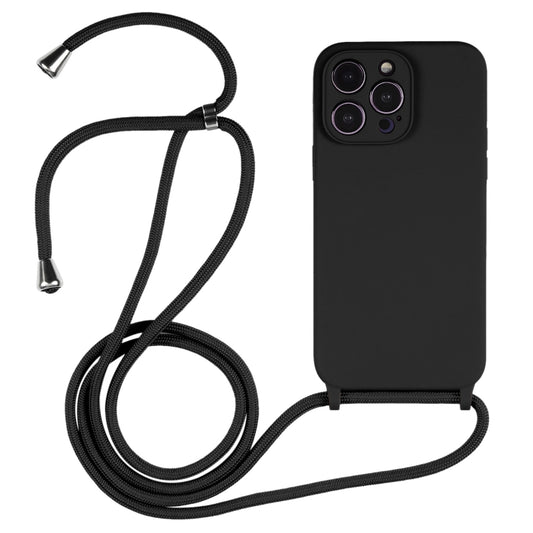 For iPhone 16 Pro Max Crossbody Lanyard Liquid Silicone Case(Black) by buy2fix