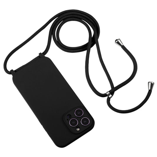 For iPhone 16 Pro Max Crossbody Lanyard Liquid Silicone Case(Black) by buy2fix