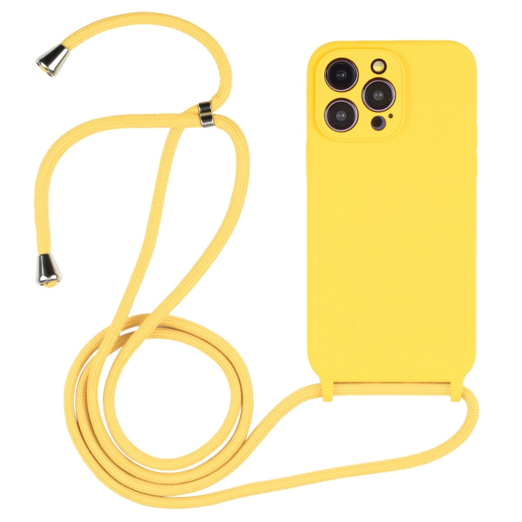 For iPhone 16 Pro Max Crossbody Lanyard Liquid Silicone Case(Yellow) by buy2fix