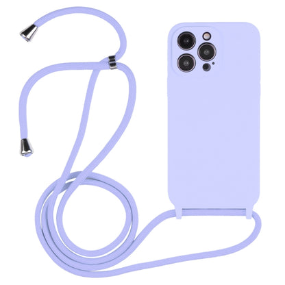 For iPhone 16 Pro Max Crossbody Lanyard Liquid Silicone Case(Light Purple) by buy2fix