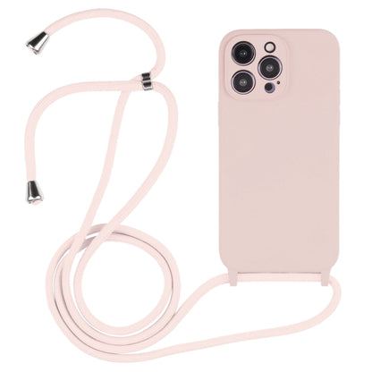 For iPhone 16 Pro Max Crossbody Lanyard Liquid Silicone Case(Sand Pink) by buy2fix