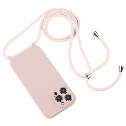 For iPhone 16 Pro Max Crossbody Lanyard Liquid Silicone Case(Sand Pink) by buy2fix