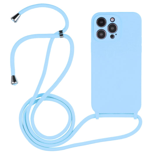 For iPhone 16 Pro Max Crossbody Lanyard Liquid Silicone Case(Blue) by buy2fix