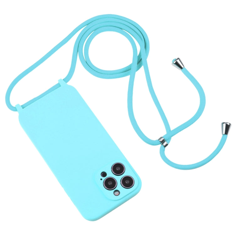 For iPhone 16 Pro Max Crossbody Lanyard Liquid Silicone Case(Ice Blue) by buy2fix