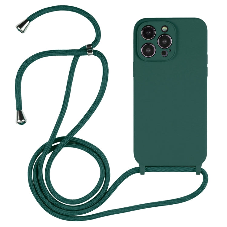 For iPhone 16 Pro Max Crossbody Lanyard Liquid Silicone Case(Pine Needle Green) by buy2fix