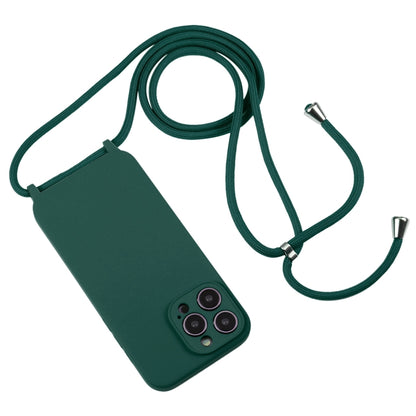 For iPhone 16 Pro Max Crossbody Lanyard Liquid Silicone Case(Pine Needle Green) by buy2fix