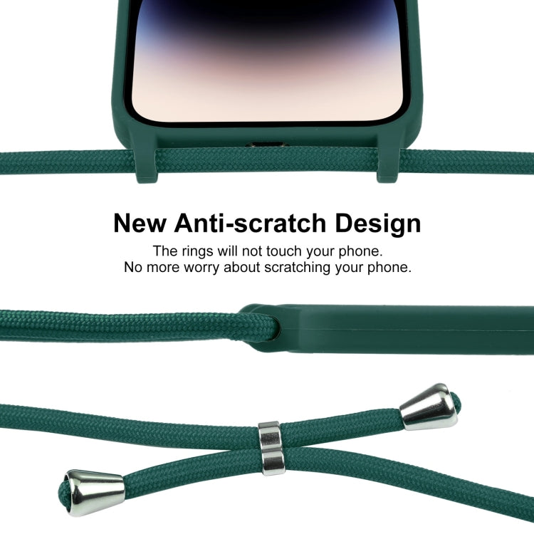 For iPhone 16 Pro Max Crossbody Lanyard Liquid Silicone Case(Pine Needle Green) by buy2fix