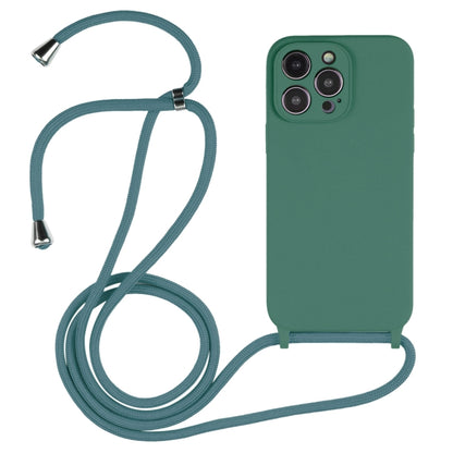 For iPhone 16 Pro Max Crossbody Lanyard Liquid Silicone Case(Emerald Green) by buy2fix