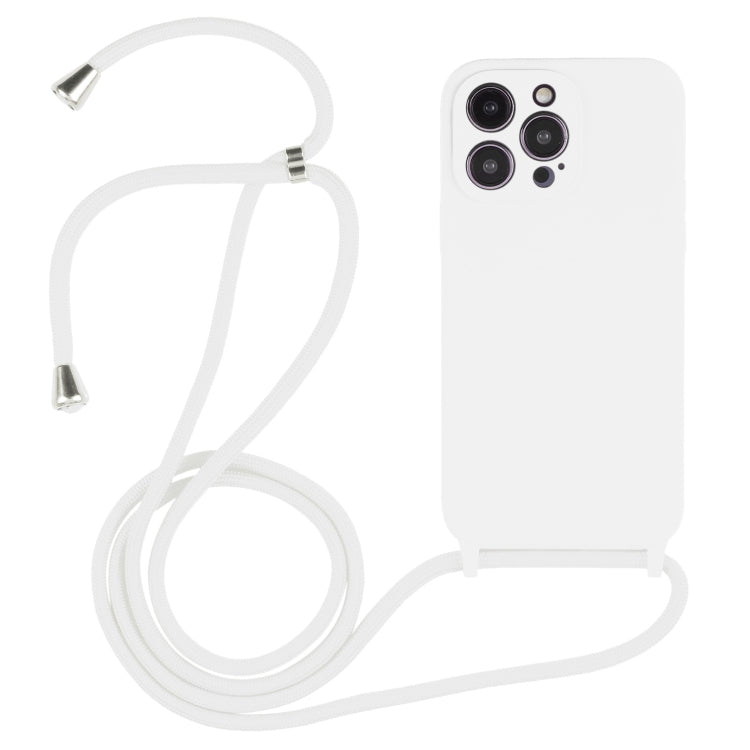 For iPhone 16 Pro Max Crossbody Lanyard Liquid Silicone Case(White) by buy2fix