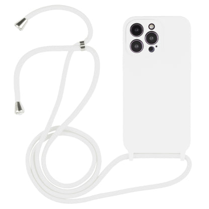 For iPhone 16 Pro Max Crossbody Lanyard Liquid Silicone Case(White) by buy2fix