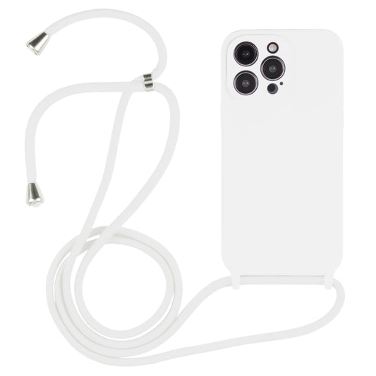 For iPhone 16 Pro Max Crossbody Lanyard Liquid Silicone Case(White) by buy2fix