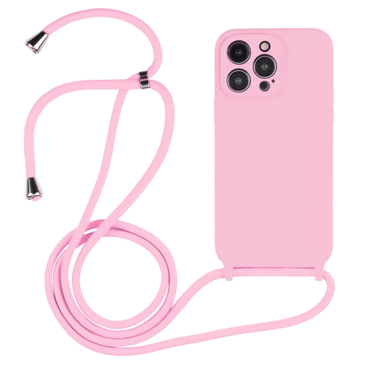 For iPhone 16 Pro Max Crossbody Lanyard Liquid Silicone Case(Pink) by buy2fix