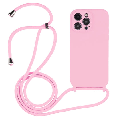 For iPhone 16 Pro Max Crossbody Lanyard Liquid Silicone Case(Pink) by buy2fix