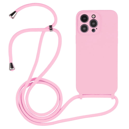 For iPhone 16 Pro Max Crossbody Lanyard Liquid Silicone Case(Pink) by buy2fix