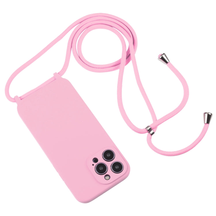 For iPhone 16 Pro Max Crossbody Lanyard Liquid Silicone Case(Pink) by buy2fix