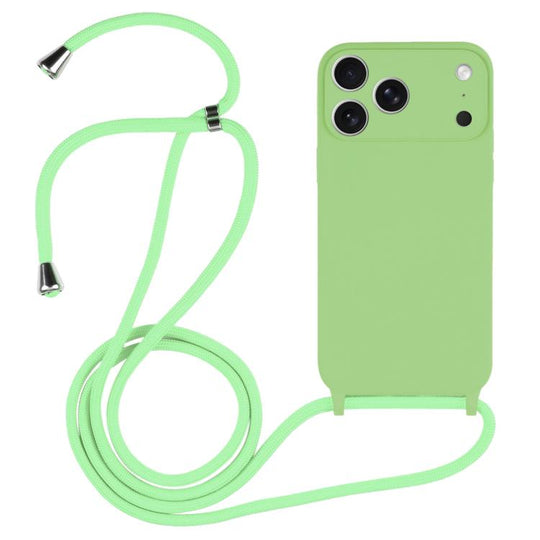 For iPhone 17 Pro Max Crossbody Lanyard Liquid Silicone Case(Matcha Green)