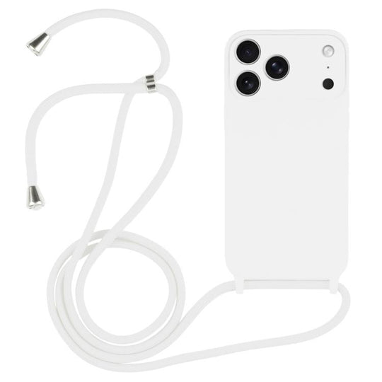 For iPhone 17 Pro Max Crossbody Lanyard Liquid Silicone Case(White)