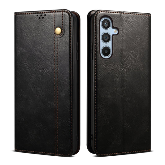 For Samsung Galaxy M55 5G Oil Wax Crazy Horse Texture Leather Phone Case(Black) by buy2fix