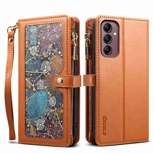 For Samsung Galaxy A35 5G ESEBLE Star Series Lanyard Zipper Wallet RFID Leather Case(Brown)