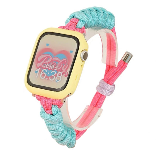 For Apple Watch Ultra 49mm Twist Knotted Nylon Watch Band(Mint Green Rose Red) by buy2fix