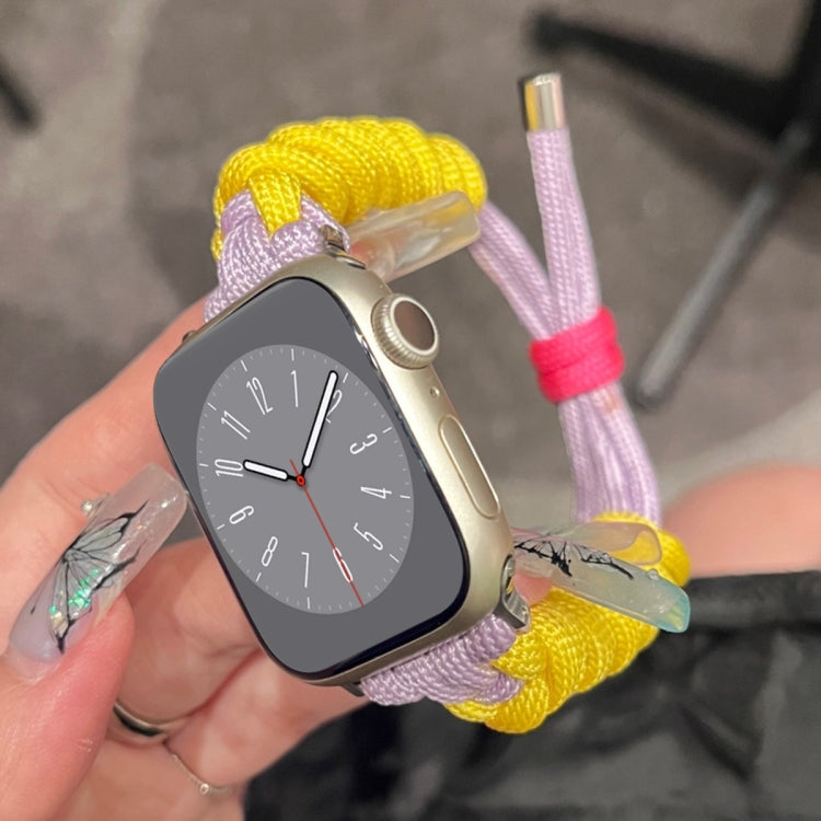 For Apple Watch Ultra 49mm Twist Knotted Nylon Watch Band(Yellow Purple) by buy2fix