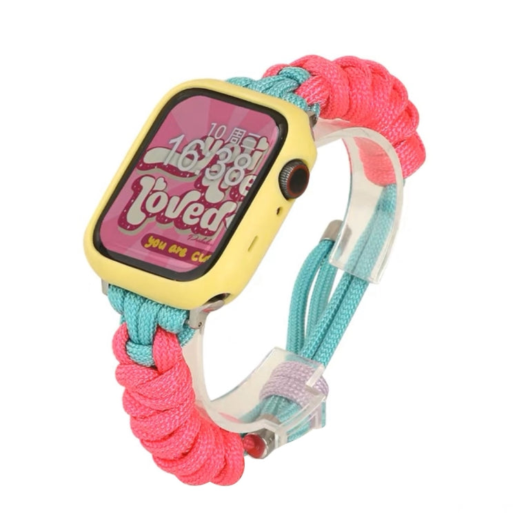 For Apple Watch Ultra 2 49mm Twist Knotted Nylon Watch Band(Rose Red Mint Green) by buy2fix