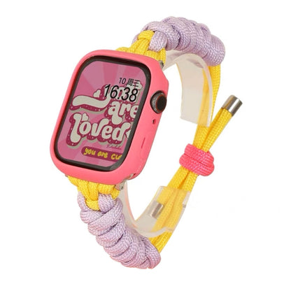 For Apple Watch Ultra 2 49mm Twist Knotted Nylon Watch Band(Purple Yellow) by buy2fix