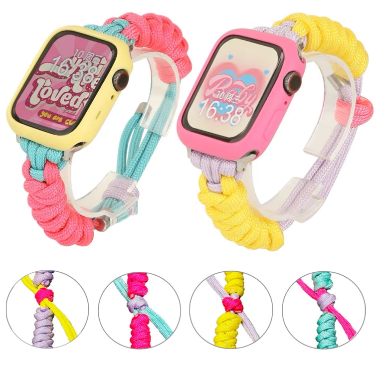 For Apple Watch Ultra 2 49mm Twist Knotted Nylon Watch Band(Purple Yellow) by buy2fix
