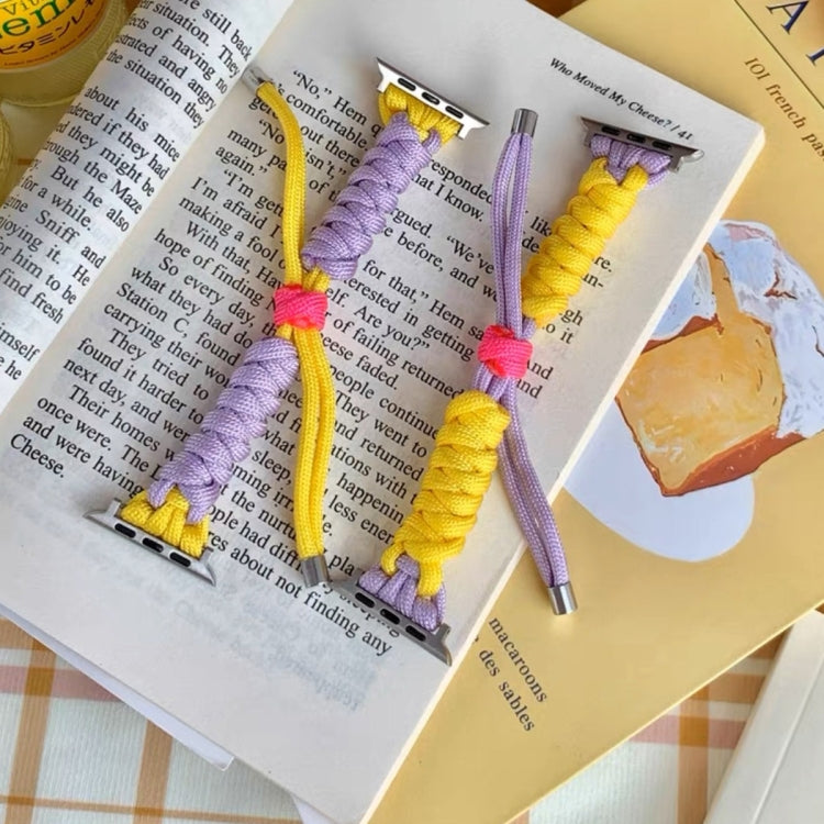 For Apple Watch Ultra 49mm Twist Knotted Nylon Watch Band(Yellow Purple) by buy2fix