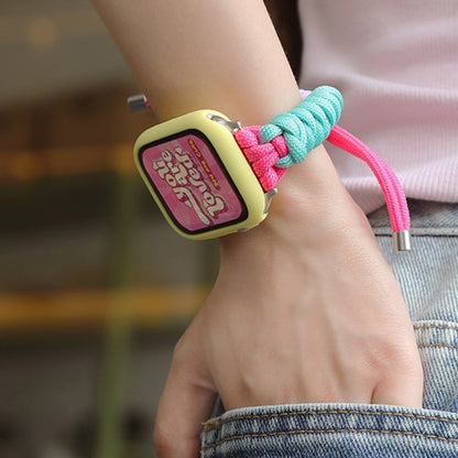 For Apple Watch Ultra 49mm Twist Knotted Nylon Watch Band(Rose Red Mint Green) by buy2fix