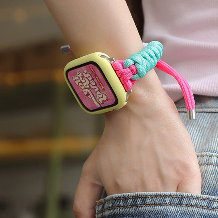 For Apple Watch Ultra 49mm Twist Knotted Nylon Watch Band(Purple Yellow) by buy2fix