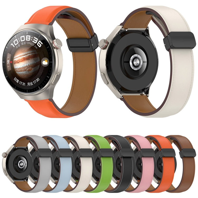 For Huawei Watch 4 / Watch 4 Pro Folding Buckle Genuine Leather Watch Band(Orange) by buy2fix