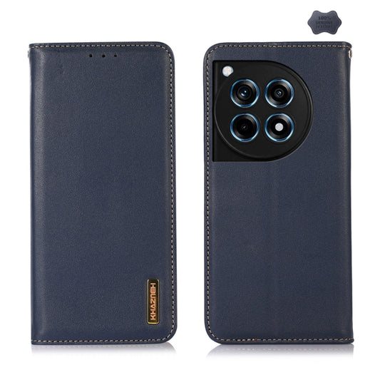 For OnePlus Ace 3 / 12R KHAZNEH Nappa Top Layer Cowhide Leather Phone Case(Blue) - OnePlus Cases by buy2fix | Online Shopping UK | buy2fix