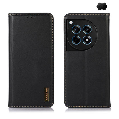 For OnePlus Ace 3 / 12R KHAZNEH Nappa Top Layer Cowhide Leather Phone Case(Black) - OnePlus Cases by buy2fix | Online Shopping UK | buy2fix