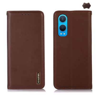 For OnePlus Nord CE4 Lite KHAZNEH Nappa Top Layer Cowhide Leather Phone Case(Brown) - OnePlus Cases by buy2fix | Online Shopping UK | buy2fix