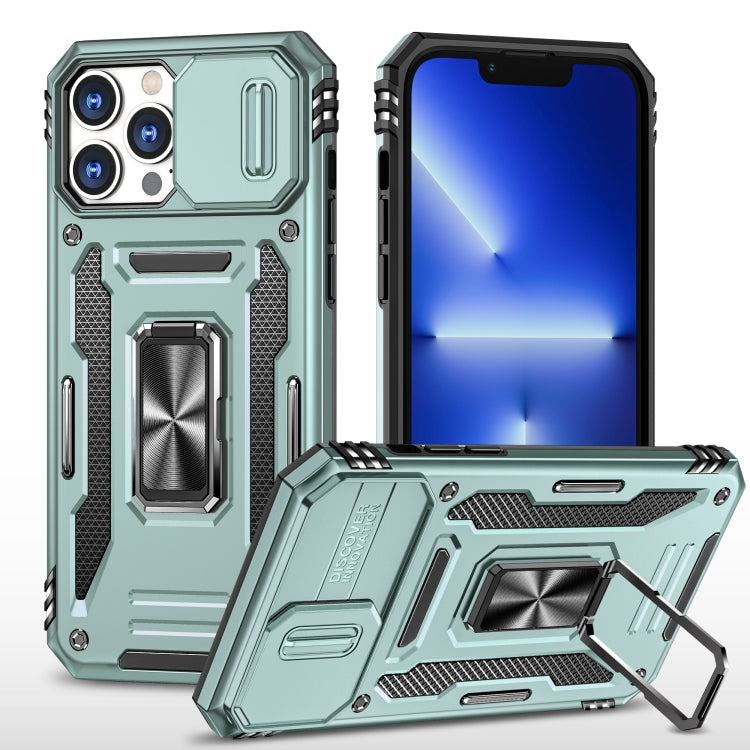 For iPhone 15 Pro Max Armor PC + TPU Camera Shield Phone Case(Alpine Green) by buy2fix